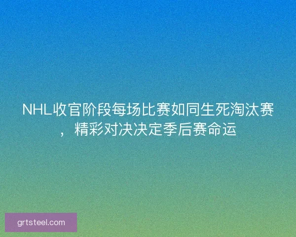 NHL收官阶段每场比赛如同生死淘汰赛，精彩对决决定季后赛命运