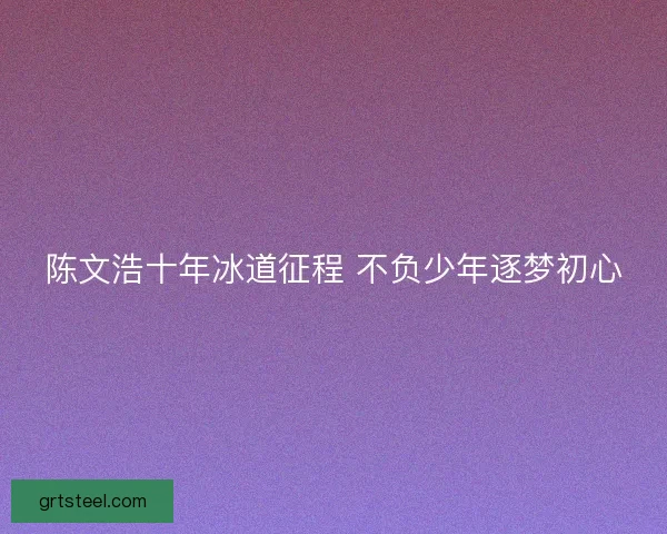 陈文浩十年冰道征程 不负少年逐梦初心